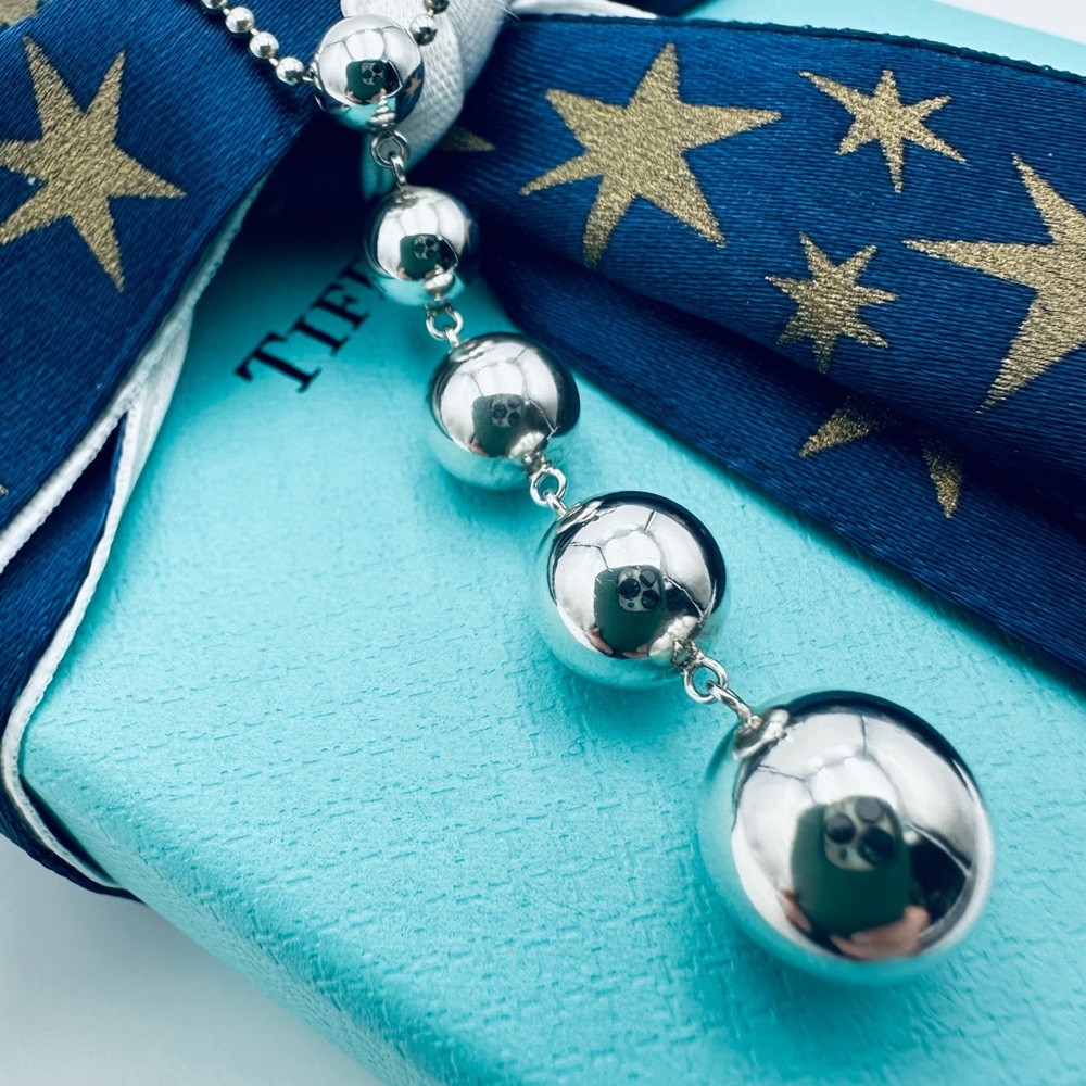 Tiffany & Co. Graduated Beaded Drop Necklace in Sterling Silver with Packaging - Picture 4 of 10